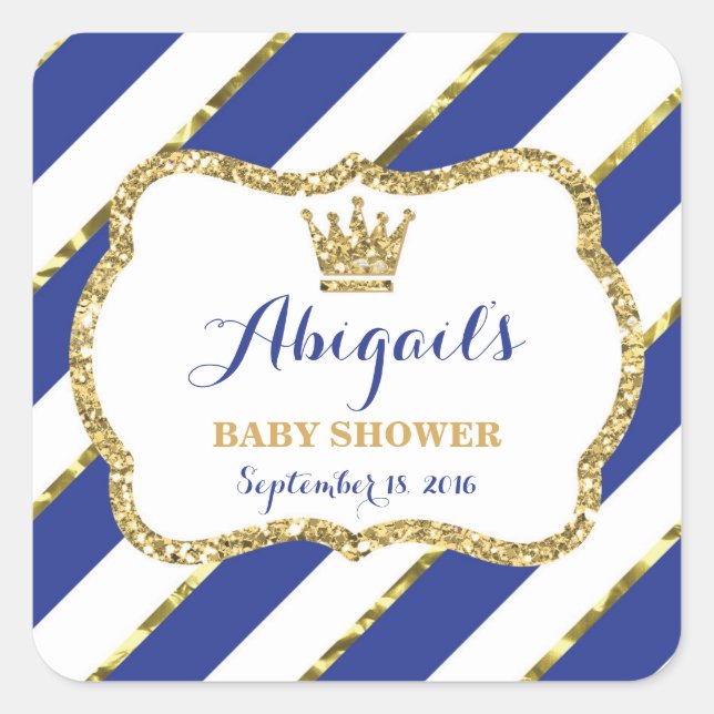 Little Prince Sticker, Royal Blue Faux Glitter Square Sticker (Front)