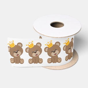 Little Prince Teddy Bear Boy Baby Shower Satin Ribbon