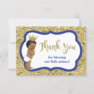Little Prince Thank You Card, Blue, Faux Glitter Card