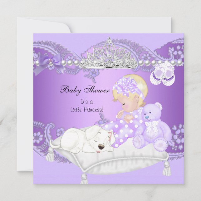 Little Princess Baby Shower Girl Lavender Purple 3 Invitation (Front)