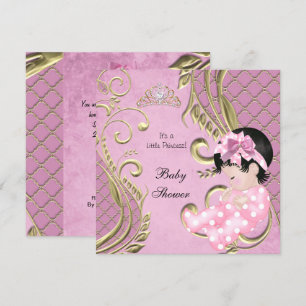 Little Princess Baby Shower Girl Pink White Gold Invitation
