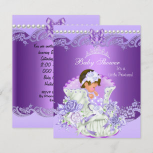 Little Princess Baby Shower Girl Purple Tiara Vint Invitation