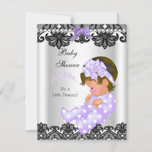 Little Princess Baby Shower Girl Purple White 2 Invitation
