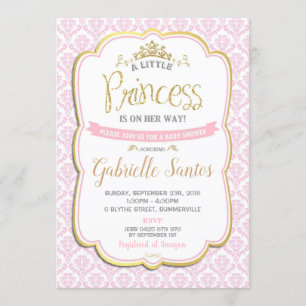 Little Princess Baby Shower Invitation Girl Pink
