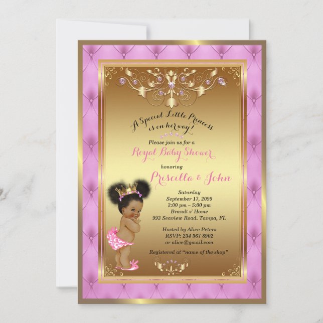 Little Princess Baby Shower Invitation, Pink, gold Invitation (Front)