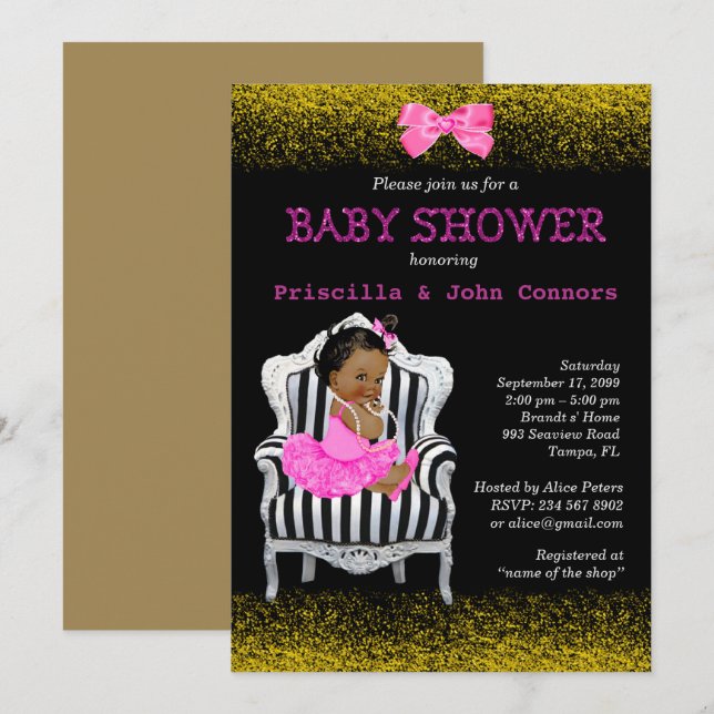 Little Princess Baby Shower Invitation,,pink Invitation (Front/Back)
