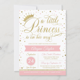 Little Princess Baby Shower Invite, Faux Glitter Invitation