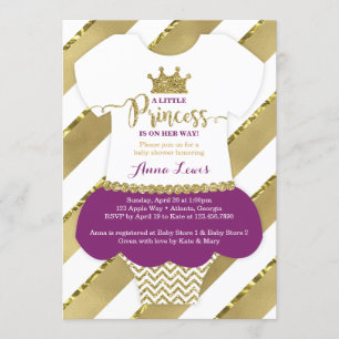 Little Princess Baby Shower Invite, Faux Glitter Invitation
