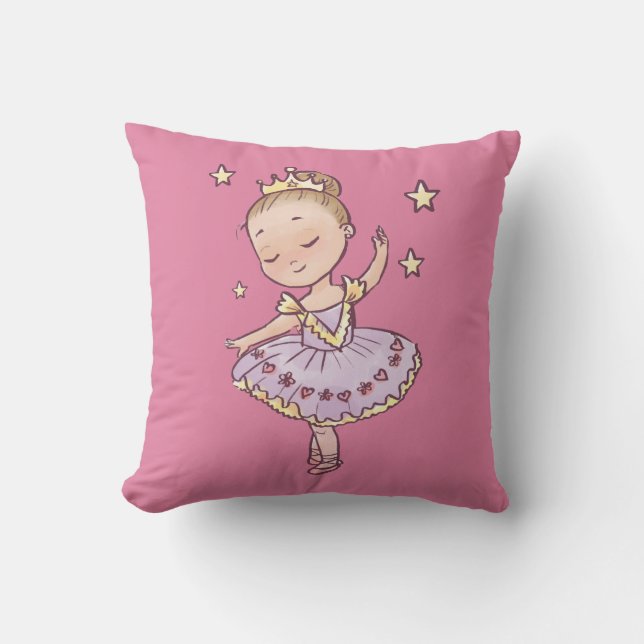 Little Princess Ballerina Throw Pillow (Front)