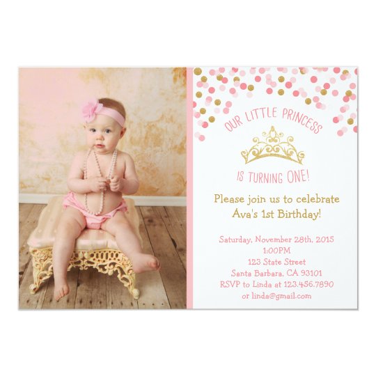 Little Princess Birthday Invitation- Pink and Gold Card