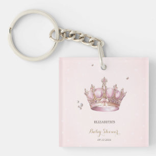 Little Princess Crown Pearls Dots Baby Shower Keychain