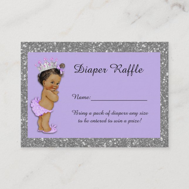Little Princess Diaper Raffle Tickets, Etnic 3 Enclosure Card (Front)