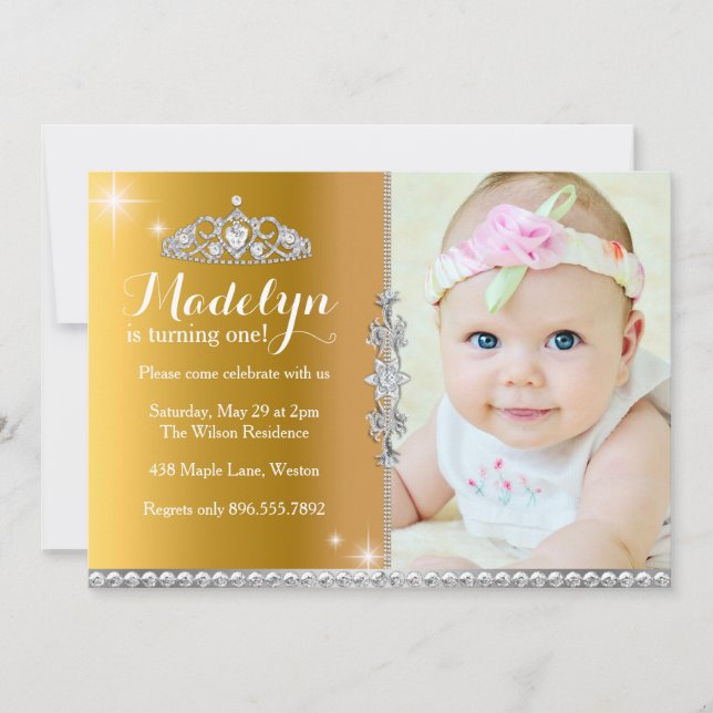 Little Princess First Birthday Invitation (Front)