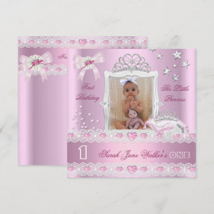 Little Princess First Birthday Party Photo Invitation