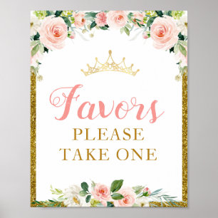 little princess floral baby shower Favours sign