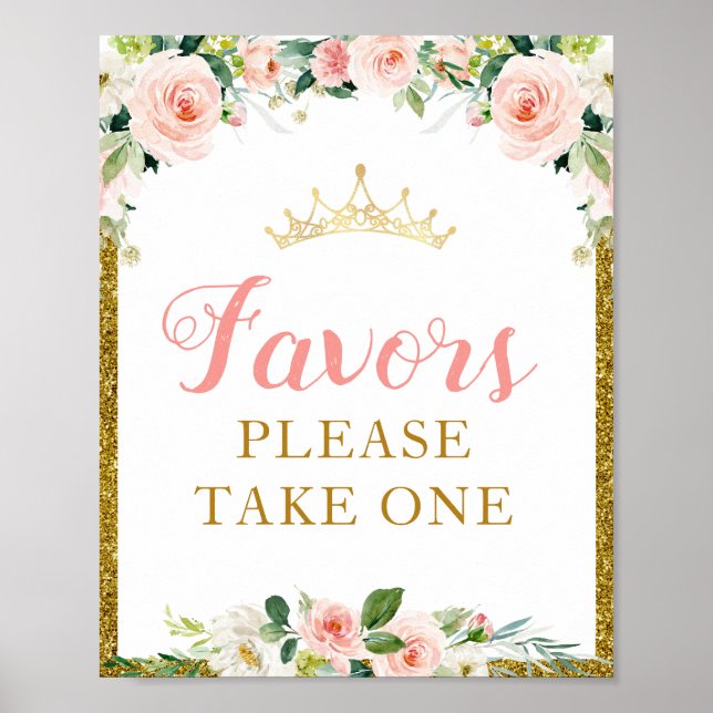 little princess floral baby shower Favours sign (Front)
