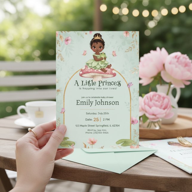 Little Princess Frog Baby Shower Invite (Adorable princess and frog garden baby theme)