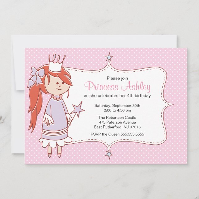 Little Princess Invitation - Pink (Front)