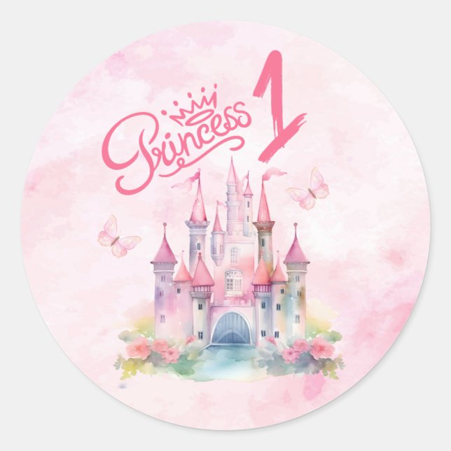 LIttle Princess Magical Castle Classic Round Sticker (Front)