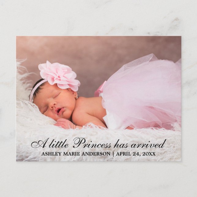 Little Princess New Baby Photo Announcement (Front)