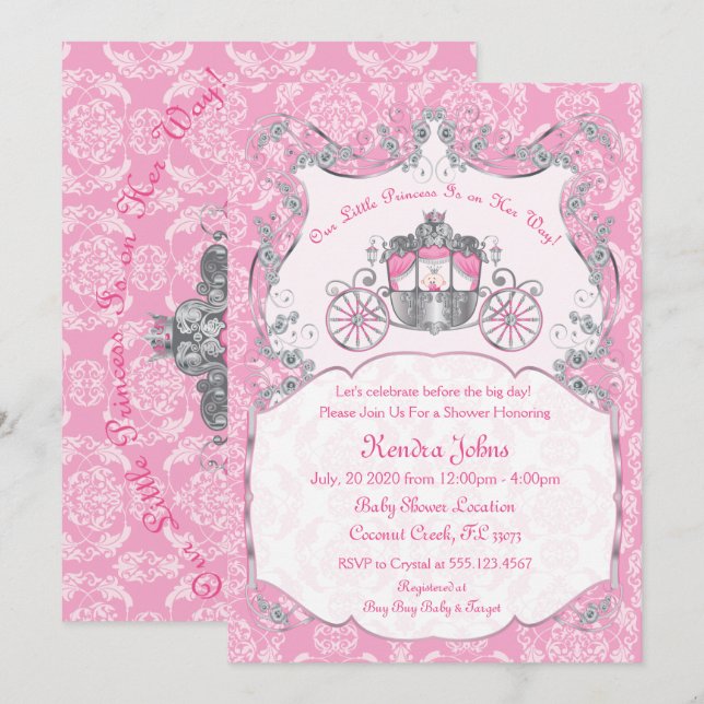 Little Princess, Pink Baby Shower Invitations (Front/Back)