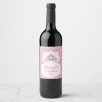 Little Princess, Pink Baby Shower Wine Label
