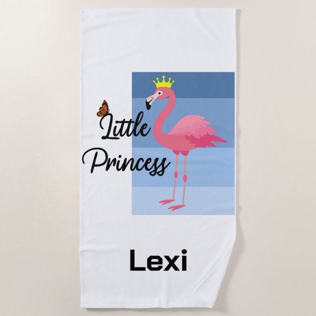 Little Princess Pink Flamingo Design - Beach Towe  Beach Towel (Front)
