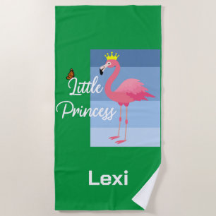 Little Princess Pink Flamingo Design - Beach Towe  Towel
