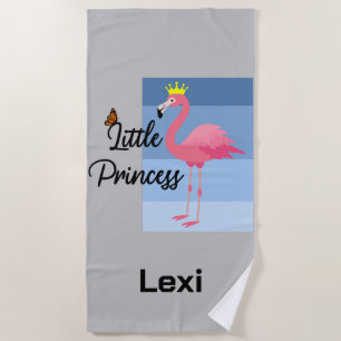 Little Princess Pink Flamingo Design - Beach Towe  Towel