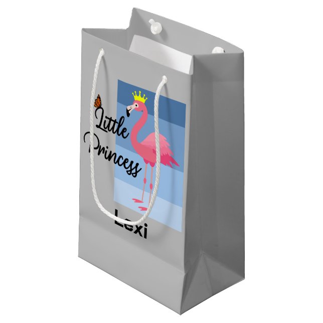 Little Princess Pink Flamingo Design - Gift Bag -  (Front Angled)