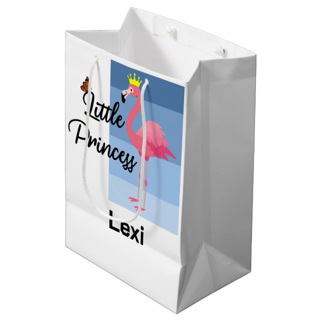 Little Princess Pink Flamingo Design - Gift Bag -  (Front Angled)