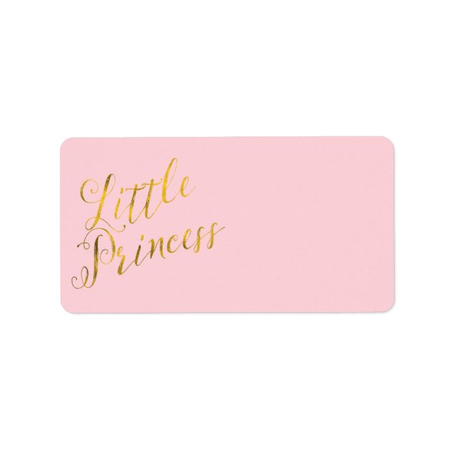 Little Princess Quote Faux Gold Foil Glitter Pink Label (Front)