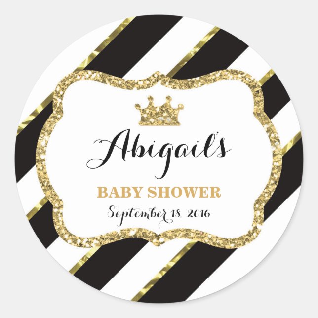 Little Princess Sticker, Black, Faux Glitter Classic Round Sticker (Front)