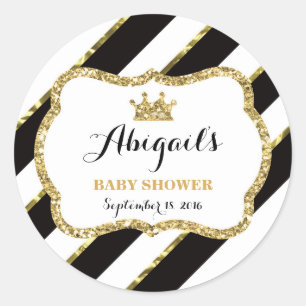 Little Princess Sticker, Black, Faux Glitter Classic Round Sticker