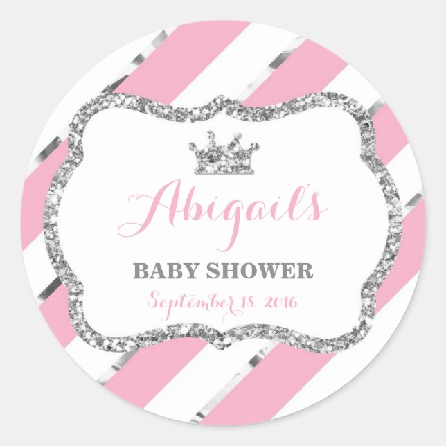 Little Princess Sticker, Pink, Faux Glitter Classic Round Sticker (Front)