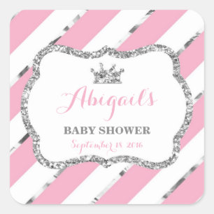 Little Princess Sticker, Pink, Faux Glitter Square Sticker