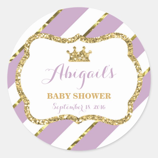Little Princess Sticker, Purple, Faux Glitter Classic Round Sticker (Front)
