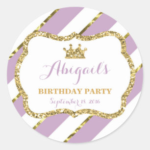 Little Princess Sticker, Purple, Gold Classic Round Sticker