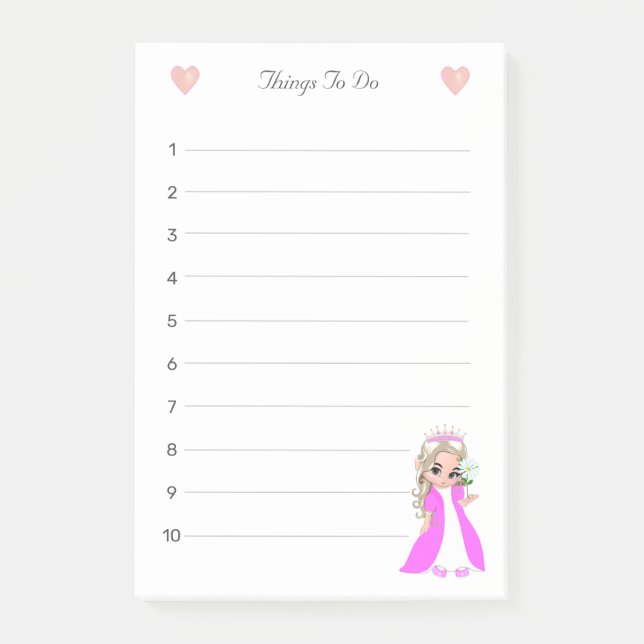 Little Princess Things To Do Lined Post-it Notes (Front)