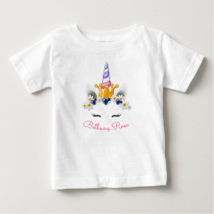 Little Princess Unicorn Crown and Sceptre Flowers Baby T-Shirt