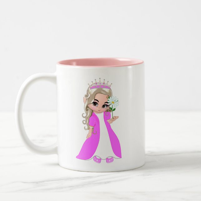 Little Princess with Flower & Heart Two-Tone Coffee Mug (Left)