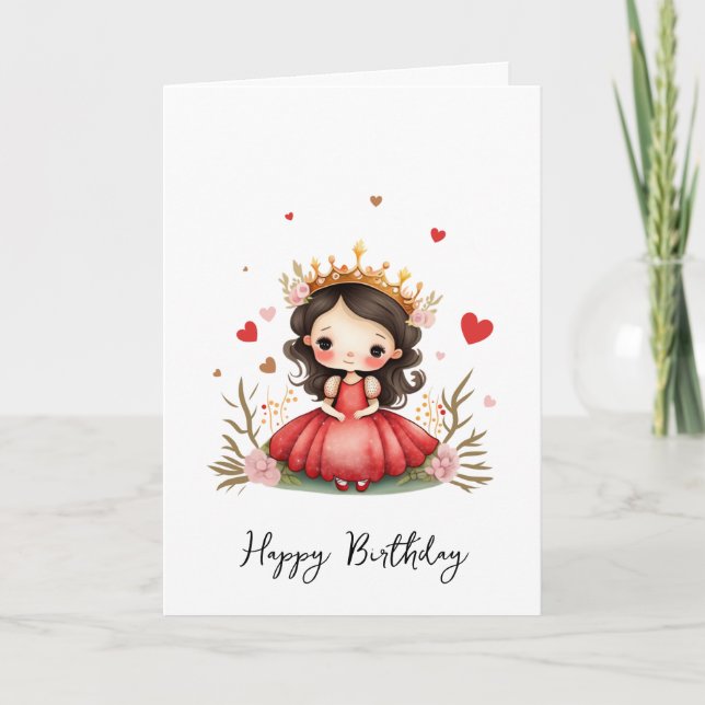 Little princess with red dress invitation (Front)