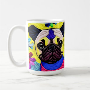 Little Pug Puppy Quilt Like Design Coffee Mug