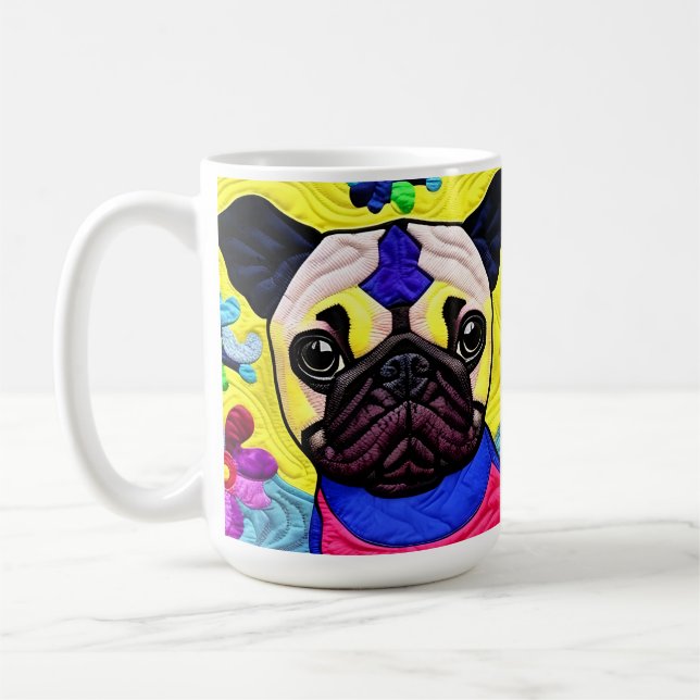 Little Pug Puppy Quilt Like Design Coffee Mug (Left)