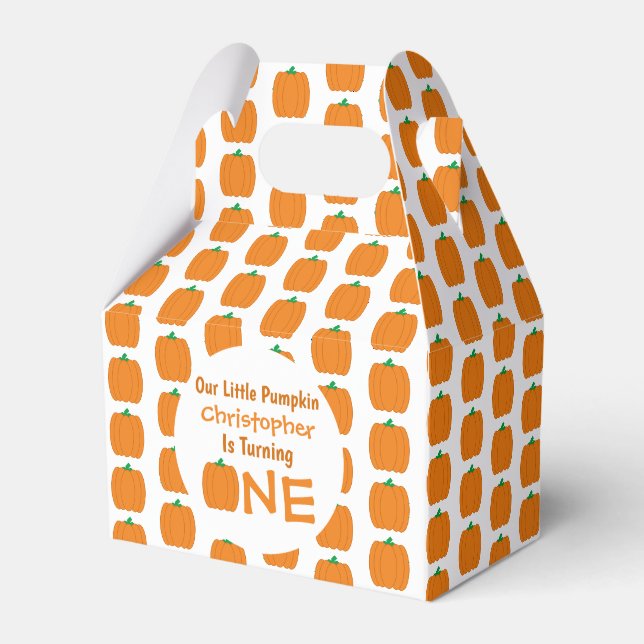 Little Pumpkin 1st Birthday Favor Box (Front Side)