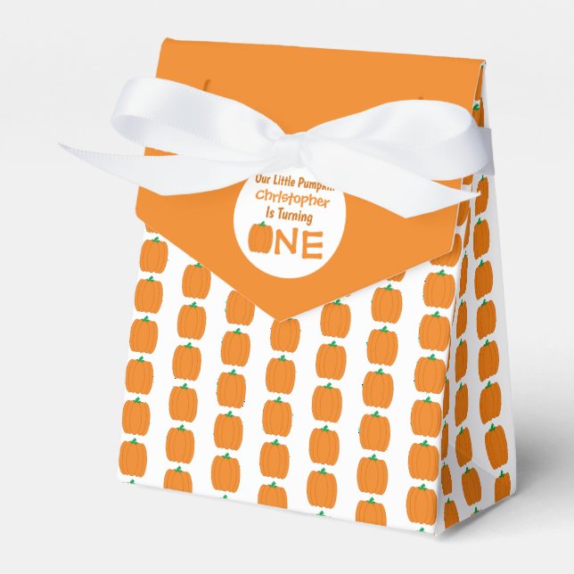 Little Pumpkin 1st Birthday Favor Box (Front Side)