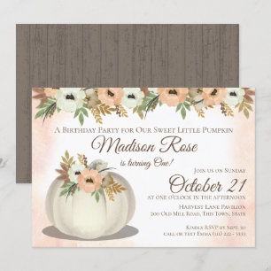 Little Pumpkin 1st Birthday Party Invitation