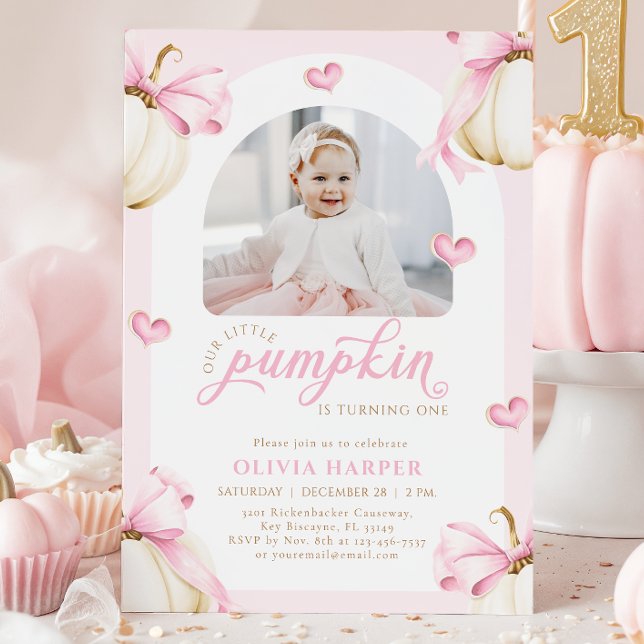 Little Pumpkin 1st Birthday Photo Invitation (Créateur téléchargé)