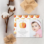 Little Pumpkin 1st Birthday Photo Thank You Card<br><div class="desc">Say thank you in style with these trendy birthday photo thank you cards. The template photo & wording is easy to personalize and your family and friends will be thrilled when they receive these fabulous thank yous.</div>