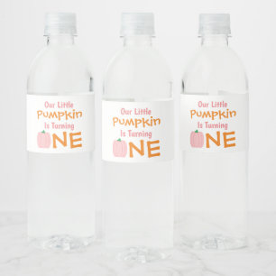 Little Pumpkin 1st Birthday Water Bottle Label